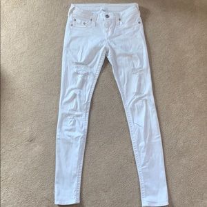 True Religion White Distressed Skinny Jeans